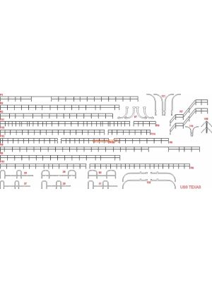 Lasercutset railings for USS Texas